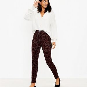Loft Brown Corduroy Leopard Animal Print High Rise Waist Skinny Jeans Size 2​​​